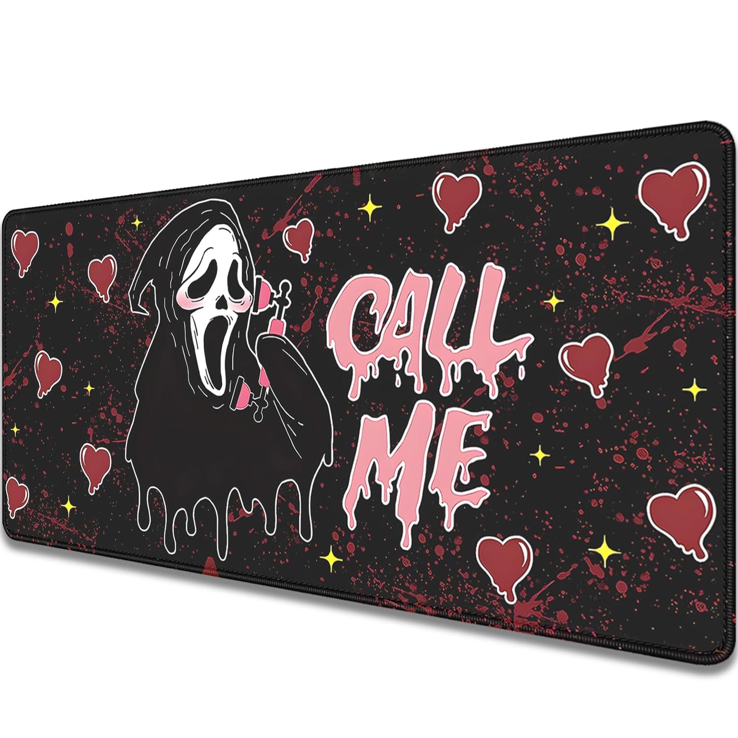 Call Me Mouse Pad Ghostface Desk Pat,Mouse Mat Large Desk Mat for Desktop,Stitched Edges Non-Slip Waterproof Rubber Base Mous Mat for Office Computer Keyboard Laptop and Home(27.5X11.8 in)