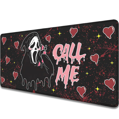 Call Me Mouse Pad Ghostface Desk Pat,Mouse Mat Large Desk Mat for Desktop,Stitched Edges Non-Slip Waterproof Rubber Base Mous Mat for Office Computer Keyboard Laptop and Home(27.5X11.8 in)