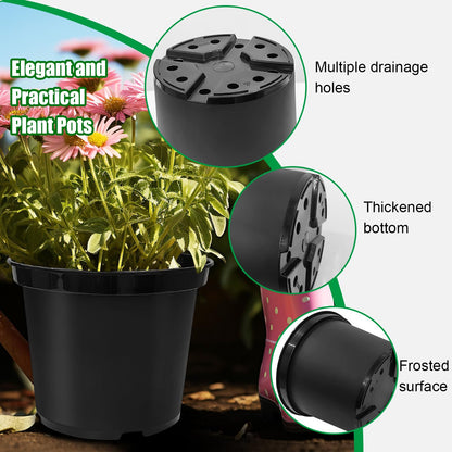 RooTrimmer 3 Gallon Plastic Nursery Pots, 10 Inch Round Plant Pots with Drainage Holes, 10 Pack Planting Pot for Outdoor Indoor Plants, Gardening Gifts for Women, Black