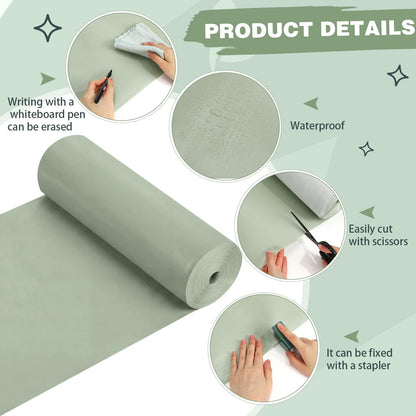 Breling 16 inch x 80 ft Fabric Bulletin Board Roll for Classroom Waterproof Non-Woven Fabric Background Roll Anti-Wrinkle Bulletin Board Background for Back to School Wall Decor DIY Craft(Sage Green)
