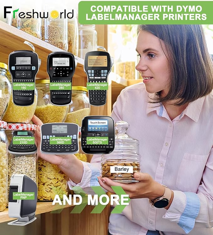 3-Pack Label Maker Tape Compatible with DYMO D1 Label Tape 45013 S0720530 Replace for D1 A45013 Refills, Black on White, 1/2 In x 23Ft, for Dymo LabelManager 160 420P 210D 280 360D PnP 220P 260P 500TS