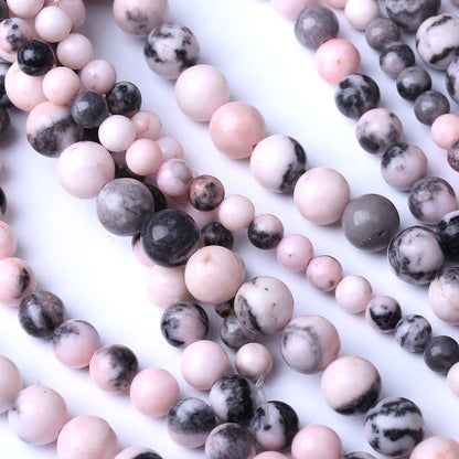 36PCS 10MM Natural Pink Zebra Jaspers Beads Round Loose Stone Beads for Jewelry Making DIY Energy Stone Healing Power Bracelet 15"