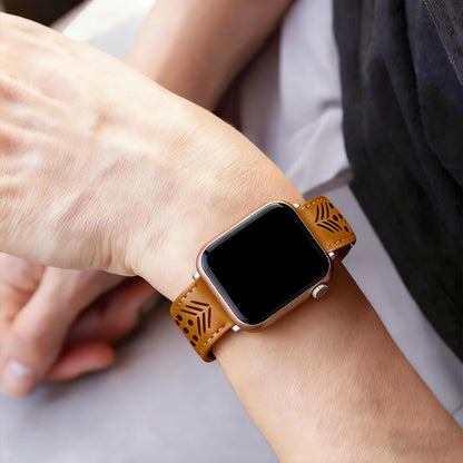 Hollow-out Genuine Leather Watch Band for Apple Watch, Dressy Strap for Women Lady Small Wrist, Compatible with Apple Watch Series 11 10 9 8 7 6 SE 3 2 1 Ultra 38mm 40mm 41mm 42mm 44mm 45mm 46mm 49mm