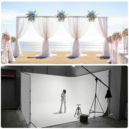 BEIYANG 10x30FT Photo Backdrop Stand, Angle Adjustable Triple Crossbar Extender Mount, Photography Background Support System, with Sand Bags,12 PCS Clamps for Wedding Party Celebration