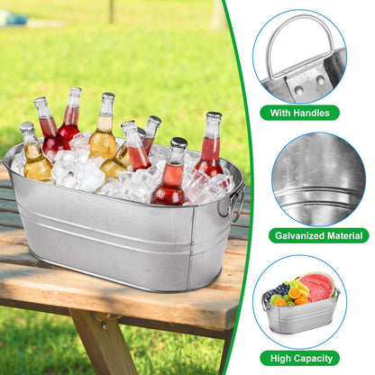 MIVIDE 4 Pack Galvanized Tub 3 Gallon Ice Bucket Large Metal Champagne Drink Bucket with Handles Galvanized Ice Buckets for Parties Mimosa Bar Cocktail Bar