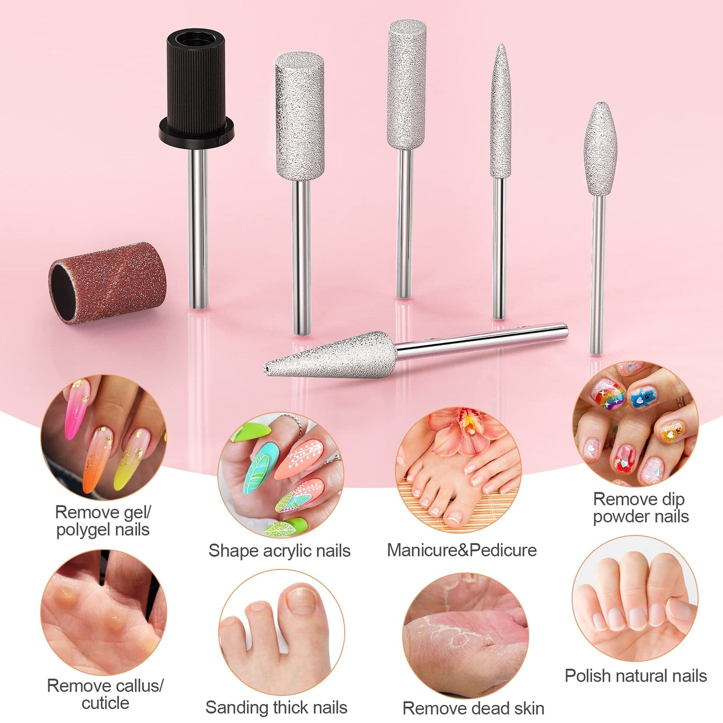 20000RPM Electric Nail Drill Compact Portable Efile Professional Manicure Pedicure Nail File Drill Kit for Acrylic, Gel Nails and Home Salon Use