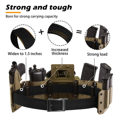 JUKMO Men's Ratchet Tactical Belt, 1.5" Nylon Web Work Belt with Automatic Slide Buckle, Adjustable Trim to Fit (Black, Large)