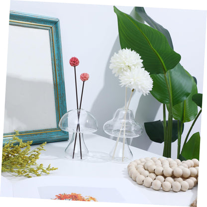 STOBOK Mushroom Decor 2 Pcs Clear Mushroom Vases Small Glass Vases Hydroponics Plant Flower Pot Flower Arrangement Desk Wedding Garden Decorative Decor Terrarium