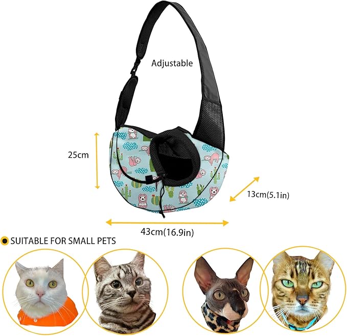 FUSURIRE Cute Corgi Cartoon Pet Carrier Sling Soft Front-Facing Carrier with Adjustable Padded Strap Design Hands Free Pet Carrier Bag for Outdoor Walking, Hiking, Bike and Motorcycle