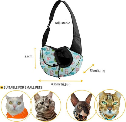 FUSURIRE Moon Star Printed Pet Sling Carrier for Small Dogs and Cats, Black White Puppy Carrier Front Backpack with Adjustable Strap Breathable Travel Bag Mesh Outdoor Dog Carrier Front Pack