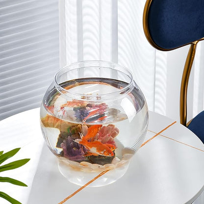 POPETPOP 7 Inch Plastic Fish Bowl: Shatterproof Clear Round Aquarium, Desktop Terrarium Centerpiece Vase for Wedding Party, Candy, Home Decor