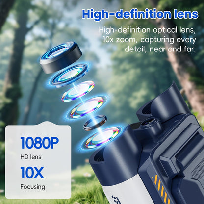 Aspoven Binoculars for Kids, Night Vision with 2.4" Screen, HD Digital Binoculars for Boys and Girls Ages 4-12, Portable Kids Binocular, Photo Video Capture & 9 Puzzle Games (White)