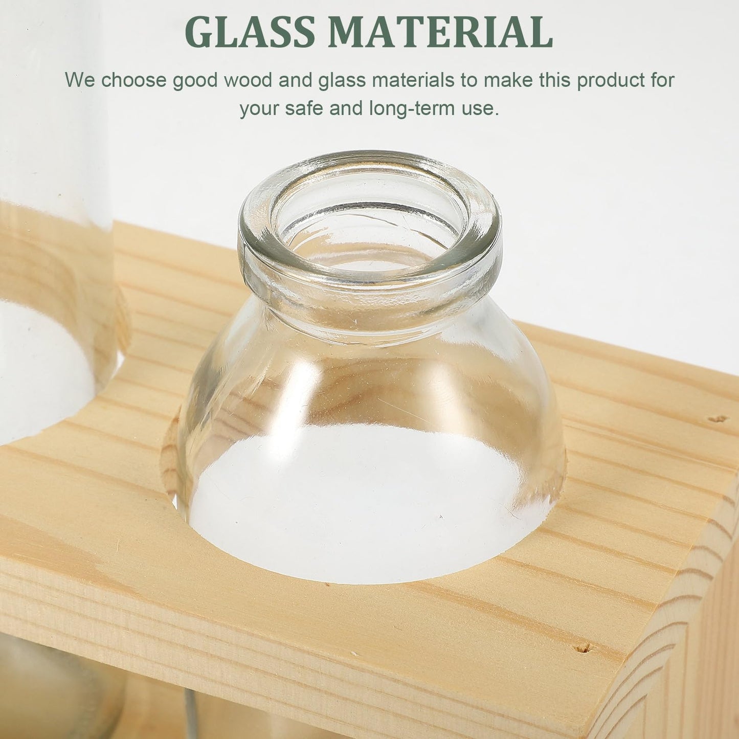 LALAFINA Nordic Style Hydroponic Plant Holder Glass Vase with Wooden Stand, Indoor Desktop Planter Terrarium for Home Garden Décor, 2pcs
