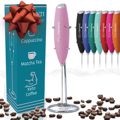 Elementi Portable Electric Milk Frother, Matcha Whisk, Milk Frother for Coffee Frother Electric Hand Blender, Mini Electric Whisk Small Hand Blender (Periwinkle)