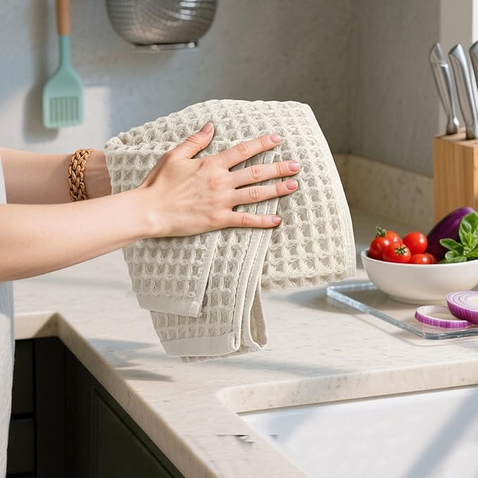 Jacquotha Waffle Hand Towels 2-Piece – Cotton, Quick Dry, Lint Free, 13” x 29”