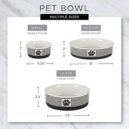Bone Dry Ceramic Food Bowls, Non-Slip & Dishwasher Safe, Small Set, 4.25x2, Rainbow Paw, 2 Count
