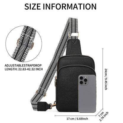 FALAN MULE Small Crossbody Sling Bags Fanny Packs Leather Purses Chest Bag for Women (A-Black)