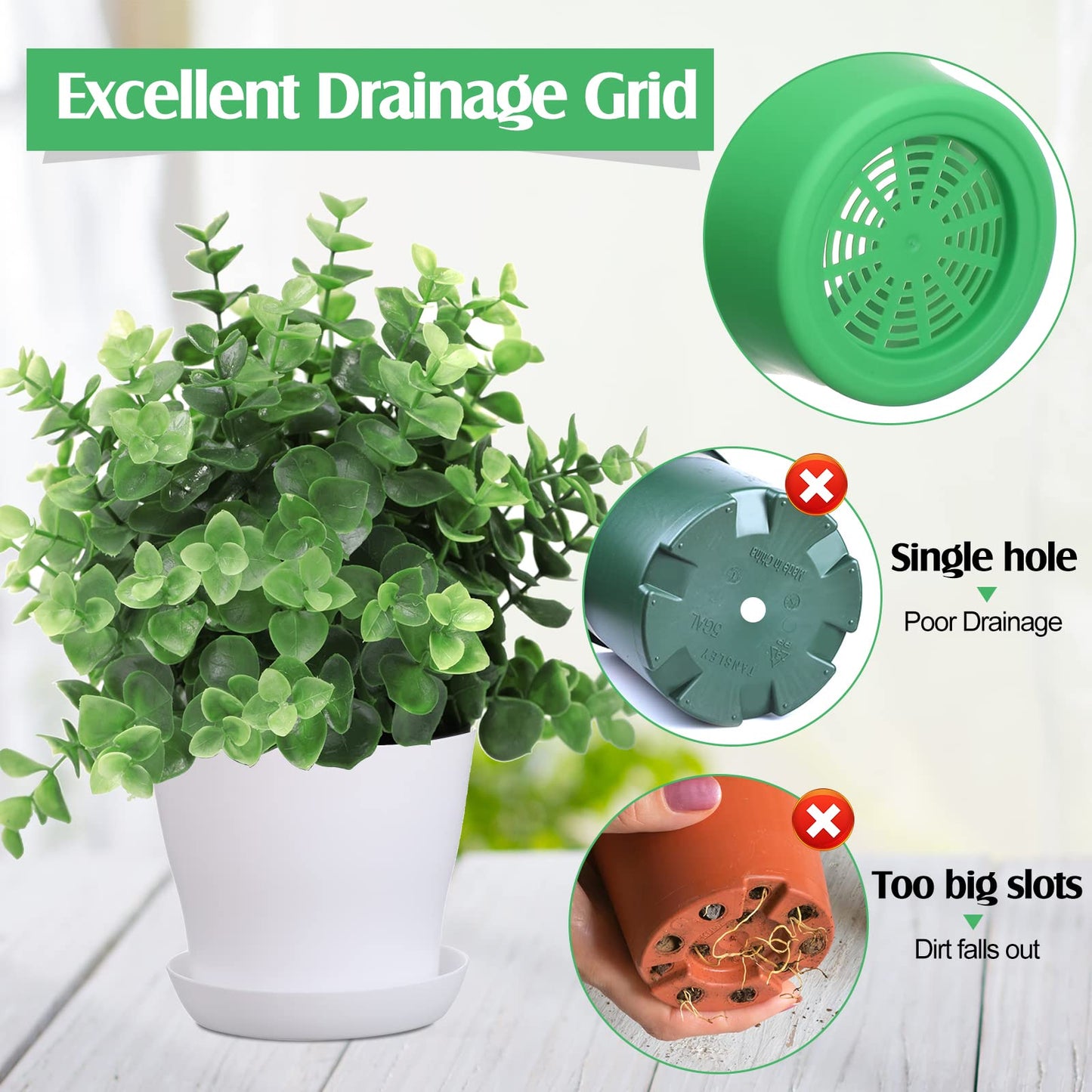 Potchen 33 Pack Plastic Plant Pots Bulk with Saucers Thickened Reusable Nursery Planters with Drainage Holes Colorful Small Flower Pots for Indoor Herbs Seedlings(4 Inch)