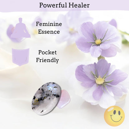 Anaya Agate Rainbow Moonstone Worry Stones Certified Crystal Thumb Worry Stone for Anguish, Relaxing and Soothing Balance Stones for Meditation, Stress Relief Crystals and Healing Stones for Men Women
