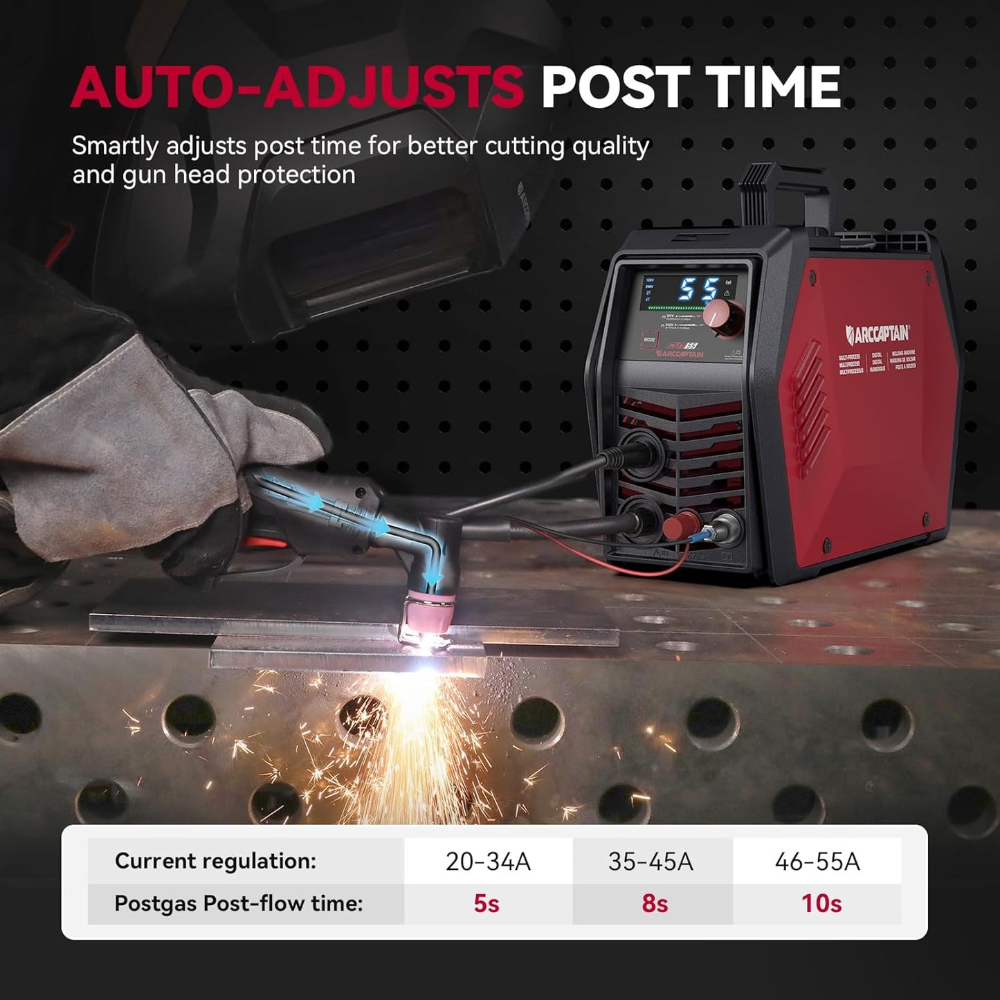 ARCCAPTAIN iControl Cut55 Pro Plasma Cutter, [APP Control] 55 Amp Non-Touch Pilot Arc 120V/240V Plasma Cutter Machine, Large LED Display and 2T/4T, 3/4 inch Maximum Cut, DC Inverter IGBT