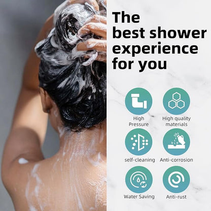 Cobbe 8-Setting Handheld Shower Head Bathroom Showerhead Set - Detachable Shower Heads with 5ft Stainless Steel Hose and Brass Swivel Bracket (Gold)