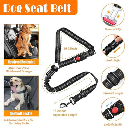 LOBEVE No Pull Dog Harness, Collar & Leash Set | Includes Dog Seat Belt, Collapsible Bowls & Poop Bag Dispenser. Ideal for Training, Walking, Hiking. Fits Small to Large Dogs(Black-S)