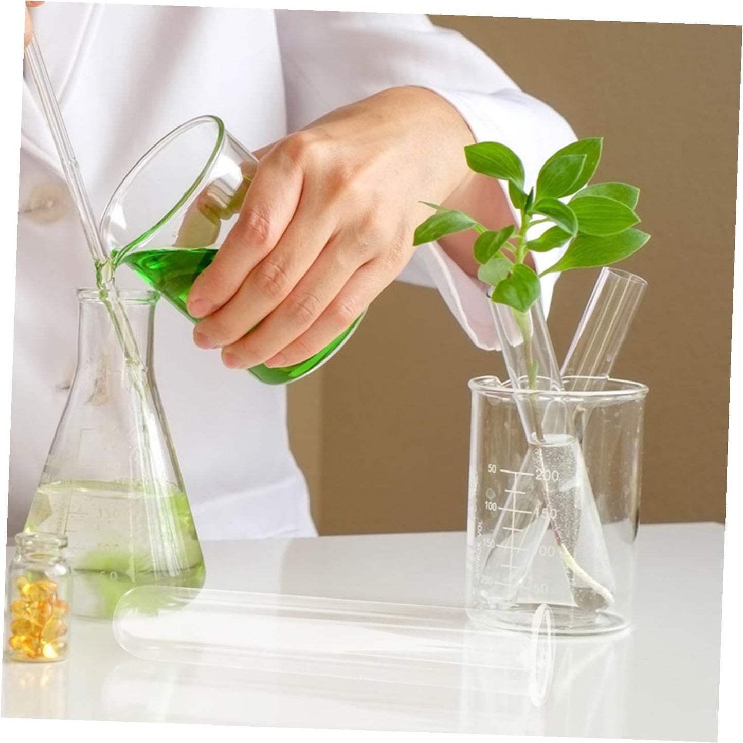 CATIEBYE 5pcs Glass Test Tube Vases for Plant Propagation Small Hydroponic Flower Water Tubes for Home and Office Terrarium Decoration 2.5x3x15cm