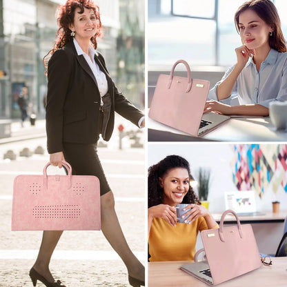 PU Laptop Sleeve Pink With Handle Protective Case Laptop Bag，Compatible with 15.6" Notebook(15.6 inch)