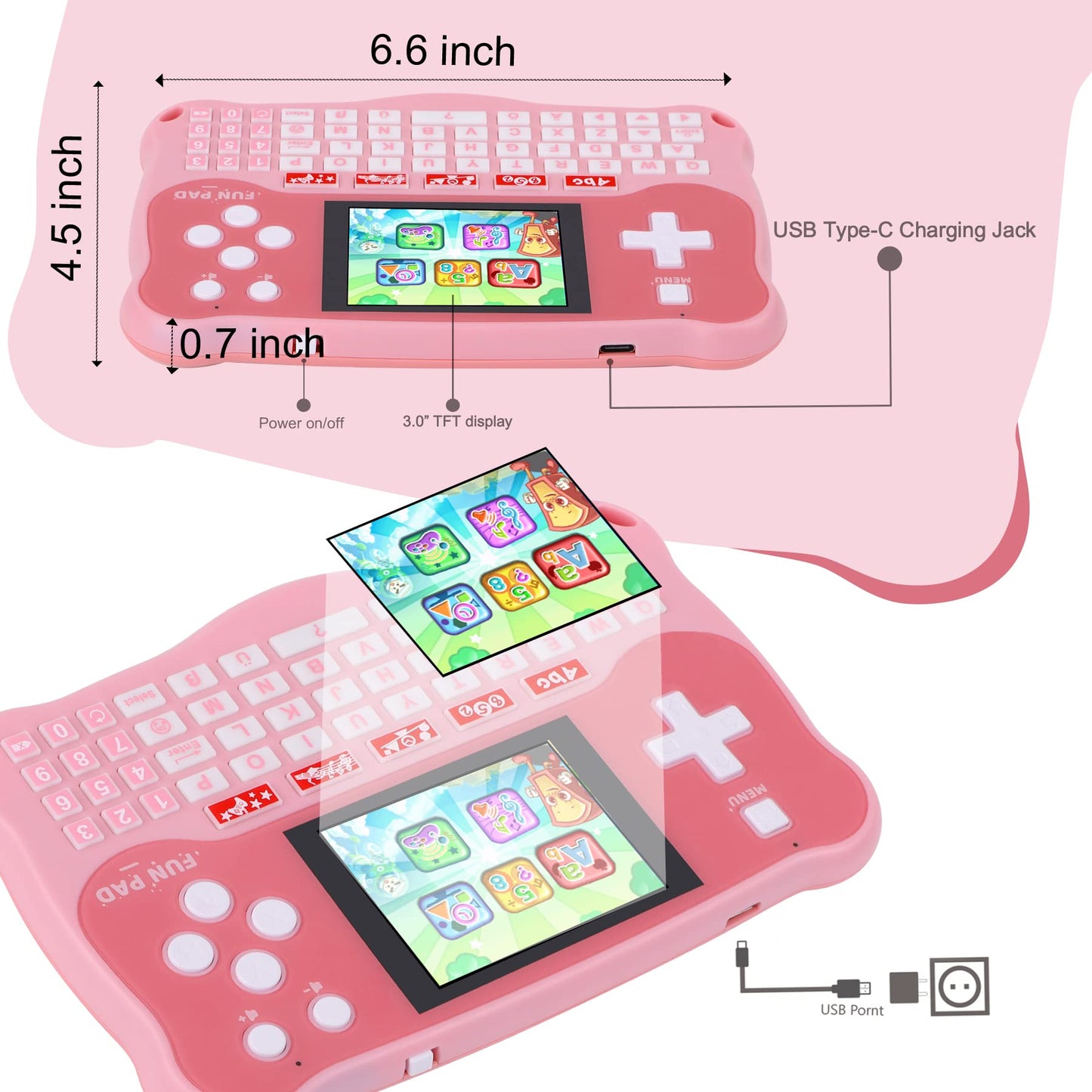 Kids Tablet/Baby Learning Pad with 102 Activities/Toddler Tablet with ABC/Words/Music/Math Interactive Educational Electronic Toys Gifts Handheld Game for Preschool Boys Girls Ages 3-12