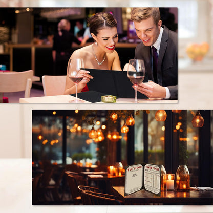 Skyygemm 10 Pcs Leather Menu Covers Holders 8.5 x 14 Inches, Waterproof Double View Leather Menu Book Dinner Holder 2 View for Restaurant Hotel Bar