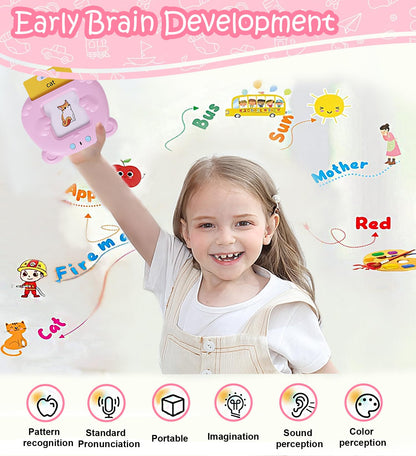 Talking Flash Cards for Toddler 1 2 3 4 5, Pocket Speec, Talking Learning Flash Cards Educational Toys Sensory Toys Gift for Boys and Girls (510 Sight Words-Bear Pink)