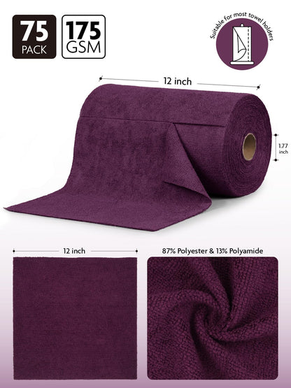 Fantasticlean Microfiber Cleaning Cloth Roll -150 Pack, Tear Away Microfiber Towels, 12" x 12", Reusable, Washable, Ultra Absorbent Dishcloth for Home Supplies, Car, Pet, Kitchen (2 Rolls of Grey)