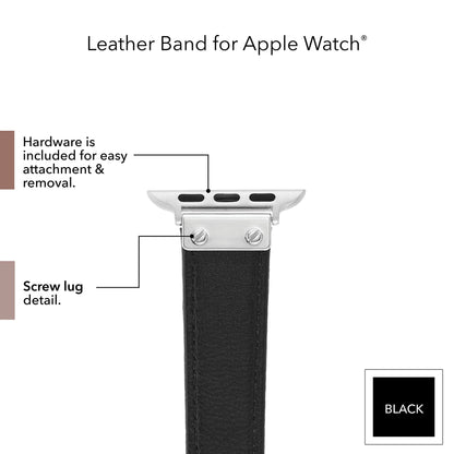 Anne Klein Leather Replacement Band for Apple Watch Secure, Adjustable, Apple Watch Band Replacement, Fits Most Wrists (38/40/41mm, Black)
