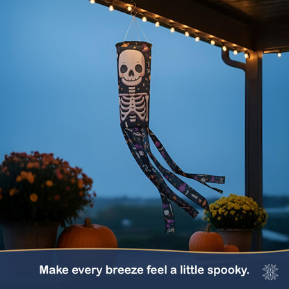 Madrona Brands Halloween Skeleton Windsock | Durable Outdoor Hanging Wind Sock Decoration | Yard, Porch, Lawn | 48 Inch