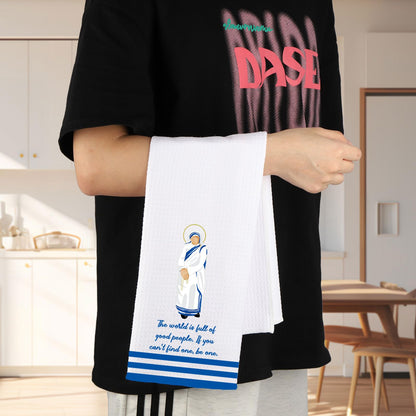 G2TUP Mother Teresa Kitchen Towels Mother Teresa Dish Towels Mother Teresa Tea Towels Saint Mother Teresa Gifts (The World is)
