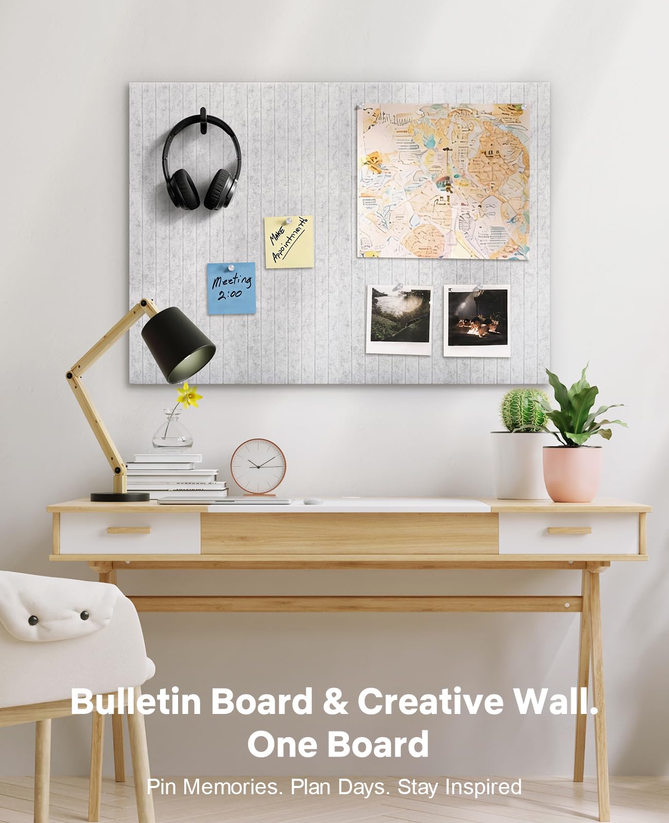 48" x 36" Large Cork Bulletin Board Tiles, Peel and Stick Felt Wall Panels for Vision, Message Center, Picture and Prayer Board for Office, Dorm, Room and Desk Decor(Gray)