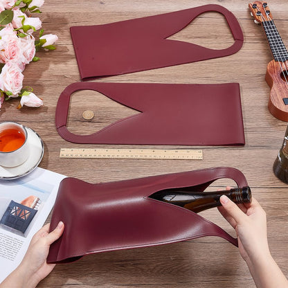 OLYCRAFT 3Pcs Dark Red Wine Tote Bag Reusable Leather Wine Carrier for Universal 750ml Bottle PU Leather Wines Present Bag Single Bottle Champagne Beer Bags for Birthday Wedding Christmas Party