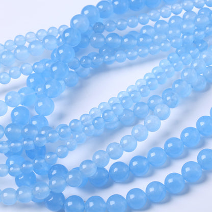 8MM Blue Chalcedony Round Loose Beads Natural Gem Beads Crystal Energy Stone Beads for Jewelry Making DIY Bracelet Necklace
