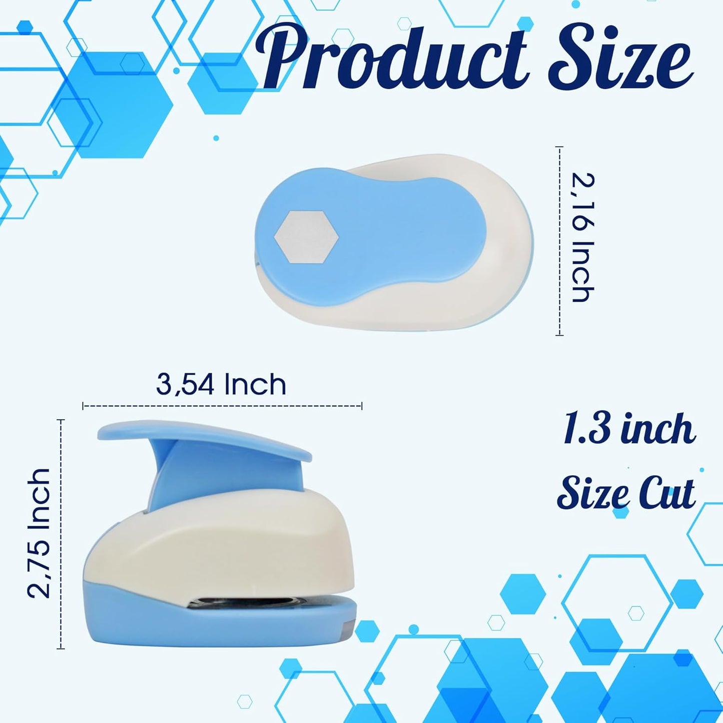 Hexagon Punch for Paper Crafts, Size 1.3-Inch, Hexagon Hole Cutter, Hexagon Shape for Greeting Card Making, Handmade Scrapbooking, DIY Arts