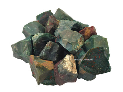 Amazing Gemstone Bloodstone Raw Crystals and Healing Stones, Natural Rocks for Tumbling and DIY Raw Stones and Crystals (1 LB)
