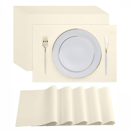 Disposable Champagne Paper Placemats for Dining Table - 100-Pack 18" x 12" Cloth-Like Rectangle Paper Placemats for Baby, Kids, Party Or Weddings.