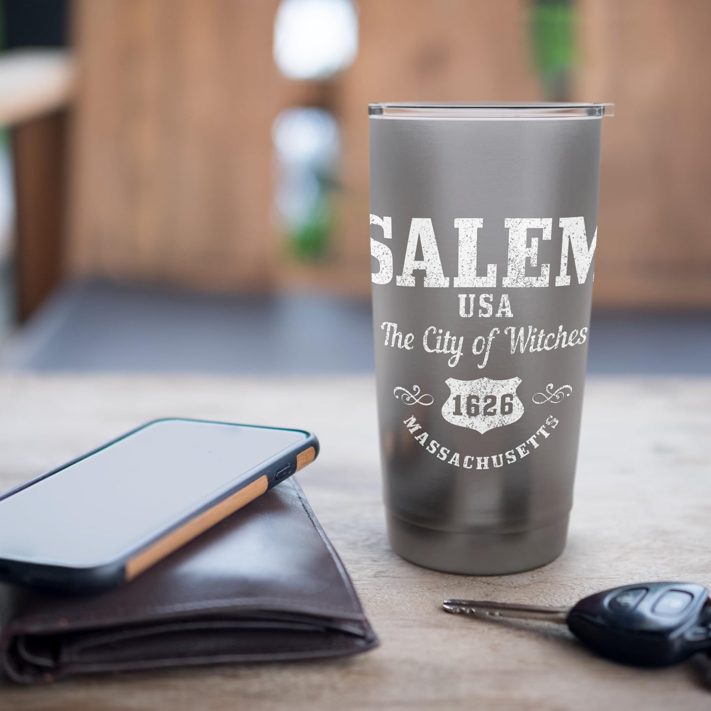 Salem Massachusetts Est. 1626 Witch Broom Halloween Vintage Stainless Steel Insulated Tumbler