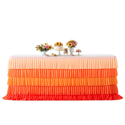 Orange Table Skirt Ruffle Fall Tablecloth for Rectangle Table 6ft Thanksgiving Christmas Birthday Party Baby Shower