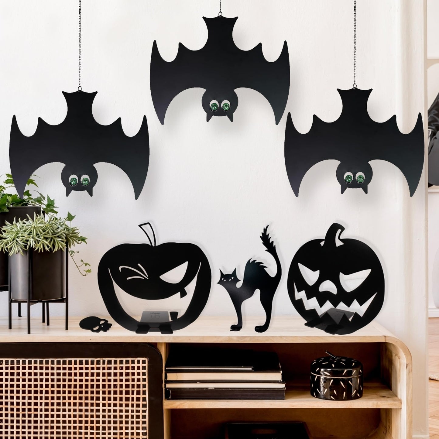 Manortang Bats Hanging Halloween Decorations with Glowing Eyes 3pcs Spooky Stylish Décor for Fun Halloween…