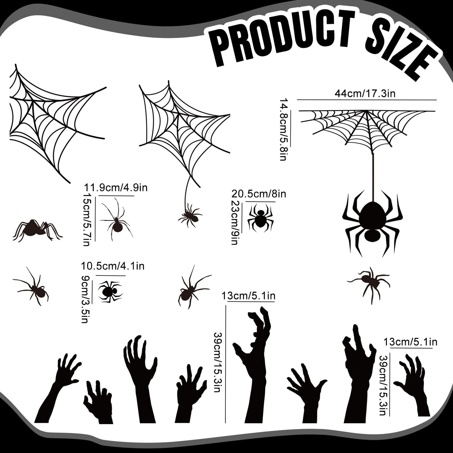 JarThenaAMCS 22 Pcs Halloween Garage Magnets Decoration Black Spider Web Hand Garage Door Decals Magnetic Refrigerator Stickers for Halloween Holiday Party Home Car
