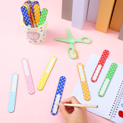 Ireer 122 Pcs Back to School Flip Name Sticks with Box and Sticker for Classroom Talking Flip Sticks Teacher Student Management Grouping Counting Tool Classroom Education Supplies(Paw Print)