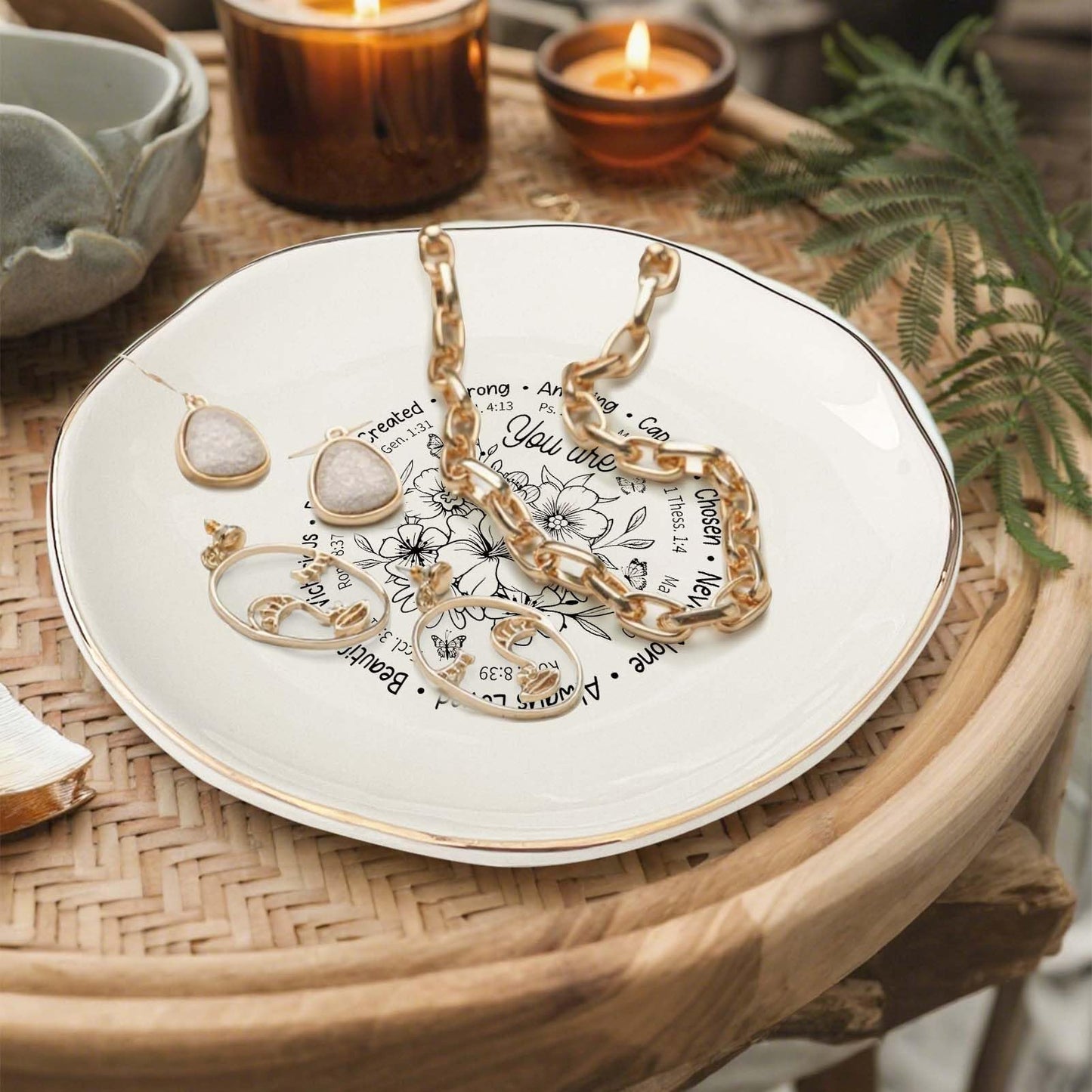 Vancsenia God Says You Are AmazingRing Dish – Christian Ceramic Jewelry Tray for Women, Inspirational Bible Verse Trinket Holder Gift for Her, Religious Baptism Gift