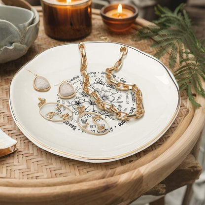 Vancsenia God Says You Are AmazingRing Dish – Christian Ceramic Jewelry Tray for Women, Inspirational Bible Verse Trinket Holder Gift for Her, Religious Baptism Gift
