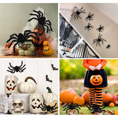 7 PCS Giant Halloween Spider,Scary Fake Large Hairy Spider for Indoor and Outdoor Halloween Decorations (Not Included Spider Web)