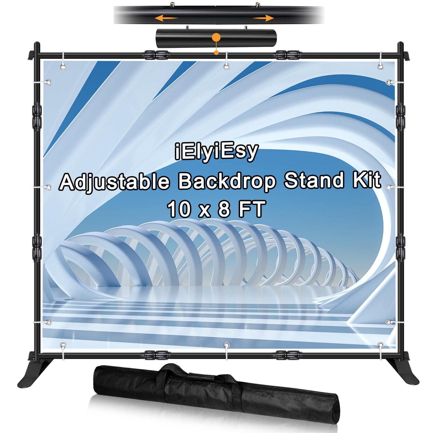 Backdrop Banner Stand, 10x8FT Heavy Duty Adjustable Step and Repeat Stand